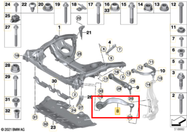 Bras de suspension AVG inf bmw serie 5 G30 G31 – Image 2